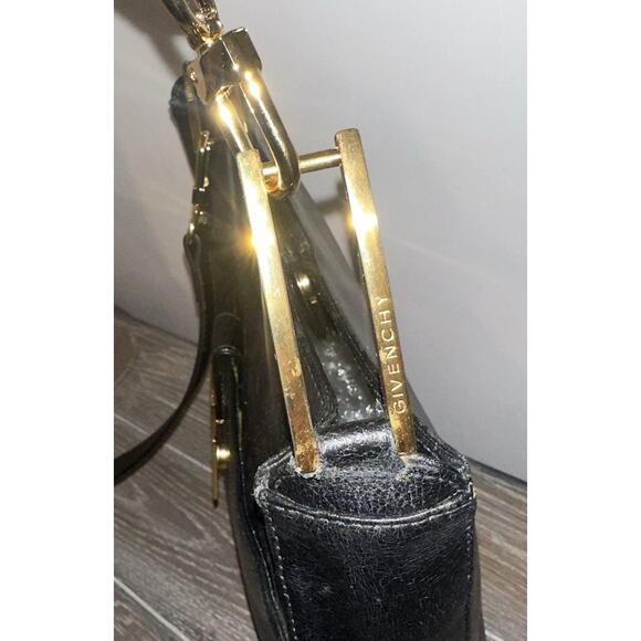 GIVENCHY Black Leather One Shoulder Bag Formal Shoulder Bag Crossbody Authentic - Picture 4 of 16